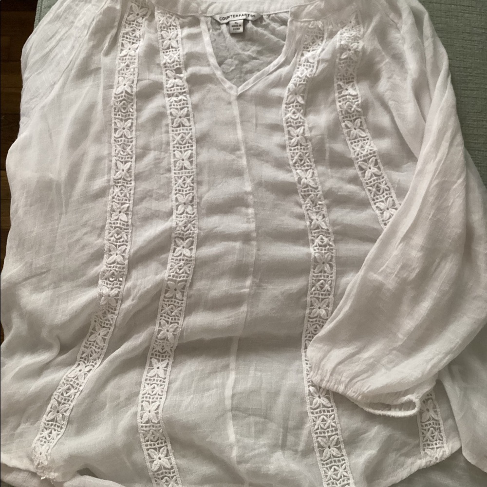 White sheer top size XL
